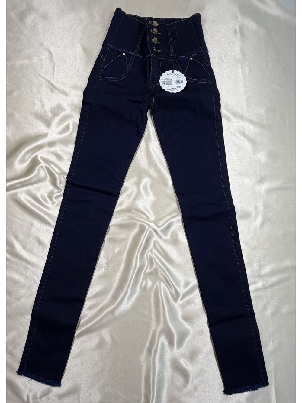 Tummy Control Colombian Jeans Butt Lift Size 8 Stretch Raw Hem